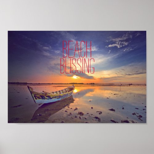 Beach Blissing Tropical beach with ship Poster
