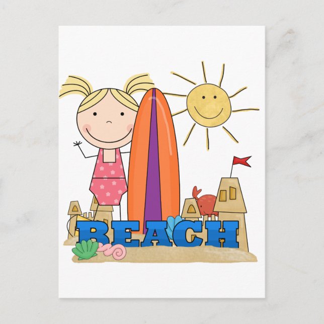BEACH - Blond Girl Tshirts and Gifts Postcard (Front)