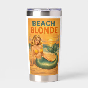 Beach Blonde Pin-Up Mermaid Retro Coastal Life Insulated Tumbler