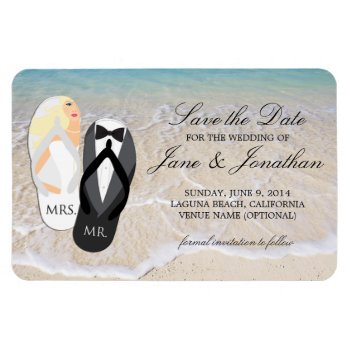 Beach Blonde Tropical Wedding Deluxe Save The Date Magnet by loveisthething at Zazzle