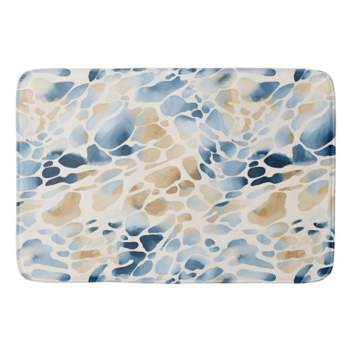Beach Blue and Tan Wave Pattern Bath Mat