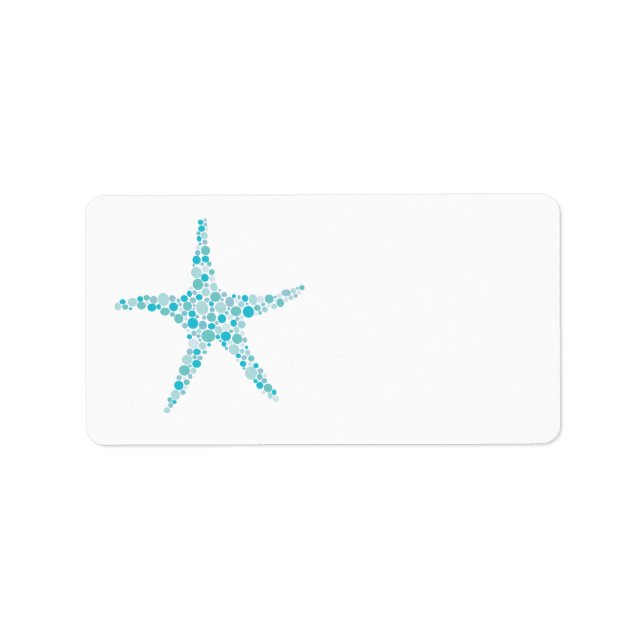 Beach Blue Aqua Starfish Wedding Address Labels (Front)