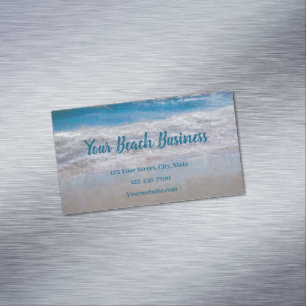 Beach Blue Coastal Ocean Waves Tropical Art Business Card Magnet