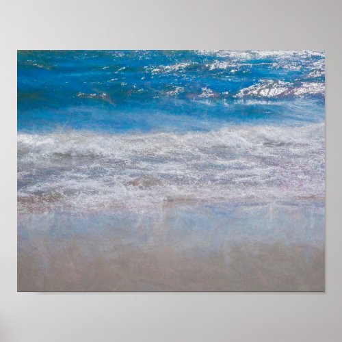 Beach Blue Coastal Ocean Waves Tropical Art Poster