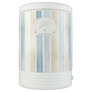 Beach Blue Cream Stripes Beverage Cooler