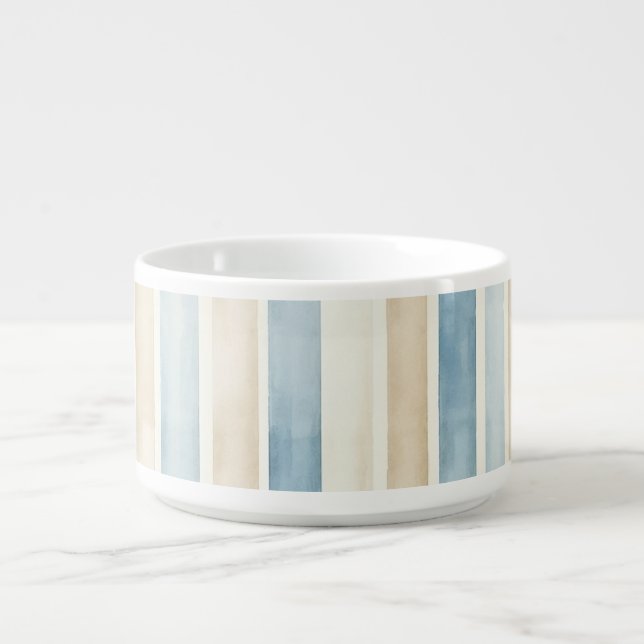Beach Blue Cream Stripes Bowl (Center)