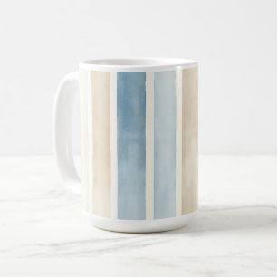 Beach Blue Cream Stripes Coffee Mug