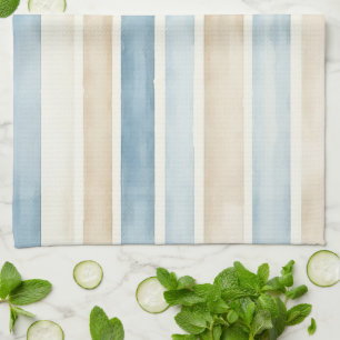 Beach Blue Cream Stripes Kitchen Towel
