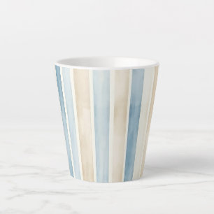 Beach Blue Cream Stripes Latte Mug