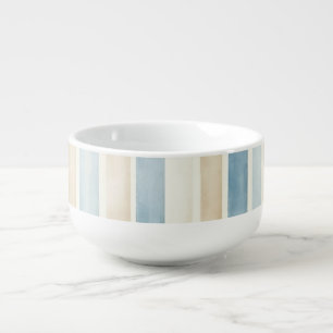 Beach Blue Cream Stripes Soup Mug