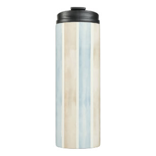 Beach Blue Cream Stripes Thermal Tumbler