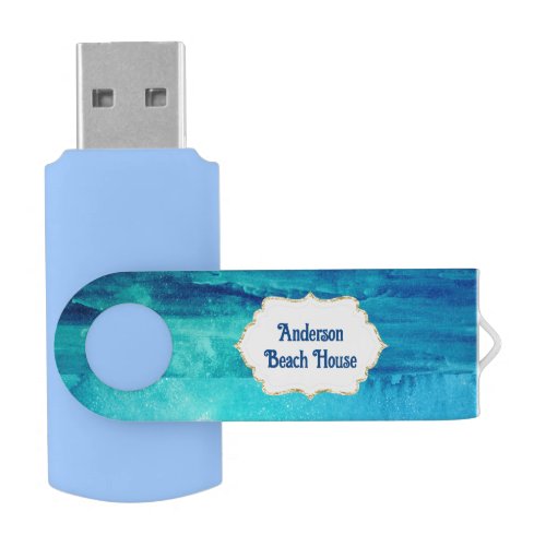 Beach blue ocean marine nautical sea name flash drive