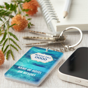 Beach blue ocean sea waves water hotel resort keychain