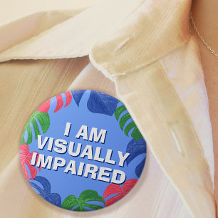 Beach Blue Pink Leaves Visually Impaired Button