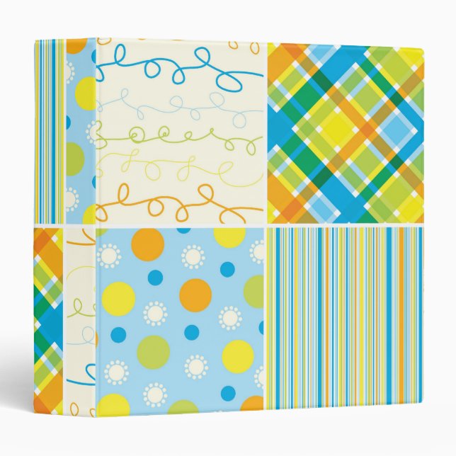 Beach Blue Plaid Stripes Squares Pattern Binder (Front/Spine)