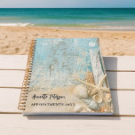 Beach blue sand starfish shell 2026 planner<br><div class="desc">A rustic beach scenery.  Driftwood,  sand,  seashell and starfish.   Personalize and add your name and a text.</div>