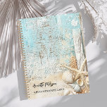 Beach blue sand starfish shell 2026 planner<br><div class="desc">A rustic beach scenery.  Driftwood,  sand,  seashell and starfish.   Personalize and add your name and a text.</div>