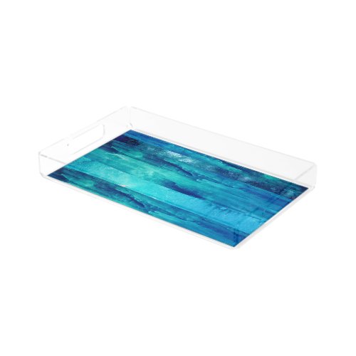 Beach blue sea ocean water watercolor elegant acrylic tray
