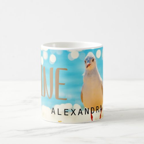 Beach Blue Seagull Personalised Coffee Mug