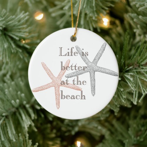 Beach Blue Starfish  Ceramic Ornament