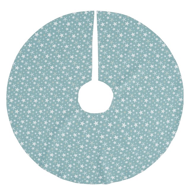Beach Blue Starfish Christmas Brushed Polyester Tree Skirt (Front)