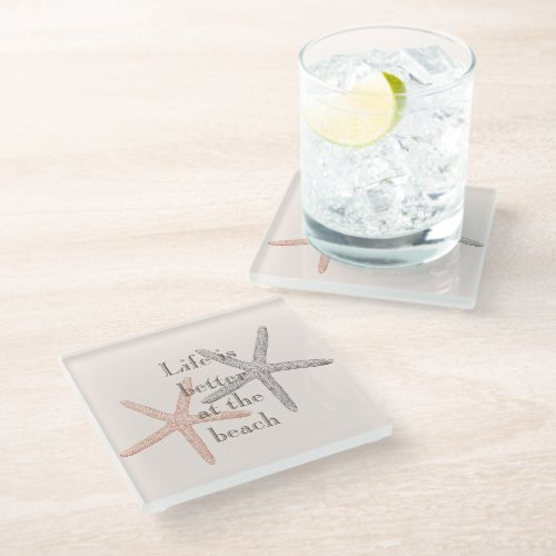 Beach Blue Starfish  Glass Coaster