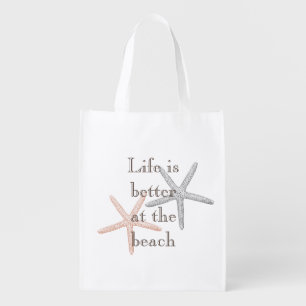 Beach Blue Starfish Grocery Bag