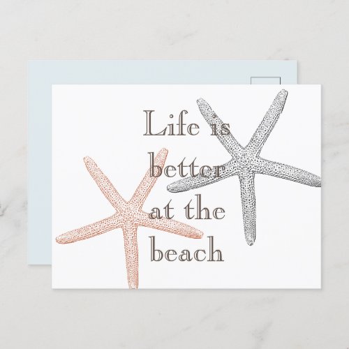 Beach Blue Starfish  Postcard