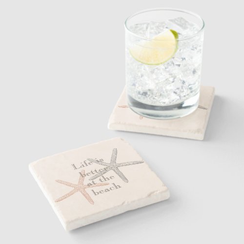 Beach Blue Starfish  Stone Coaster