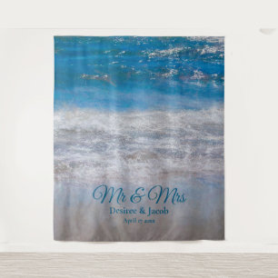 Beach Blue Tropical Ocean Photo Booth Wedding Tapestry