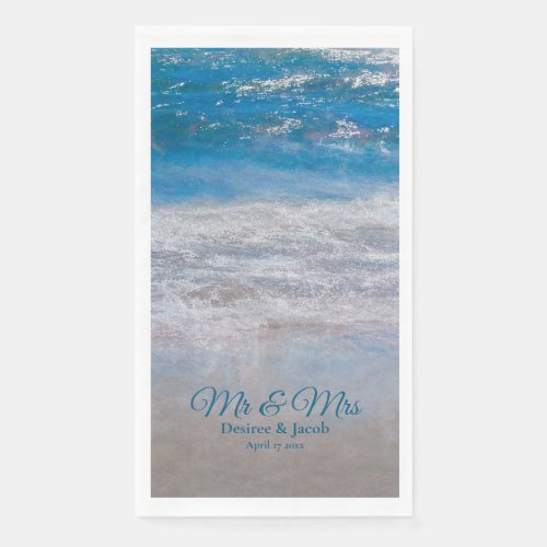 Beach Blue Tropical Ocean Waves Coastal Wedding Paper Guest Towels