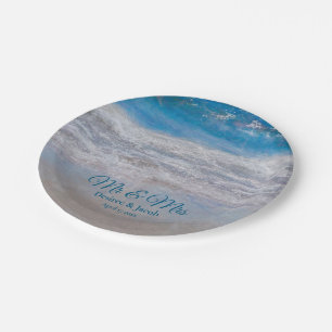Beach Blue Tropical Ocean Waves Coastal Wedding Paper Plates