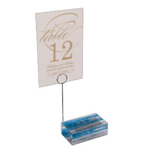 Beach Blue Tropical Ocean Waves Coastal Wedding Place Card Holder