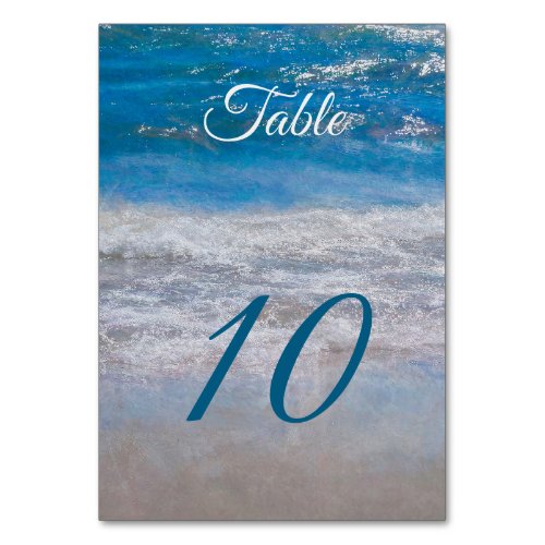 Beach Blue Tropical Ocean Waves Table Number