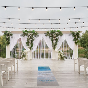 Beach Blue Tropical Ocean Waves Wedding Outdoor Rug