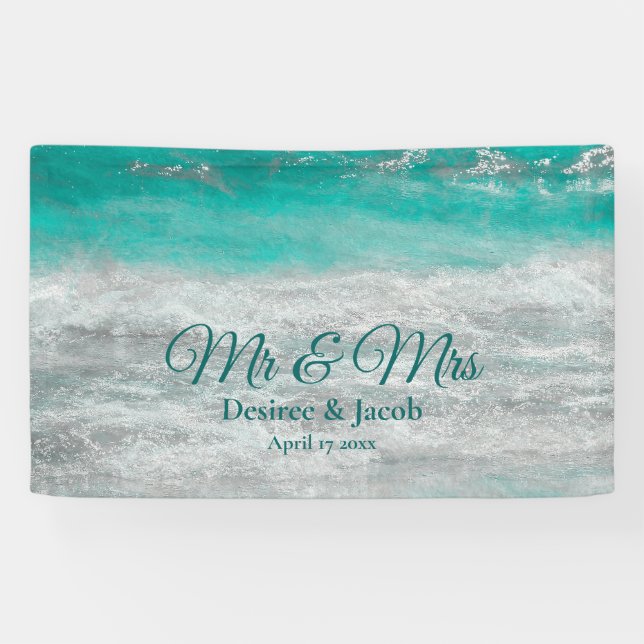 Beach Blue Tropical Ocean Wedding Banner (Horizontal)