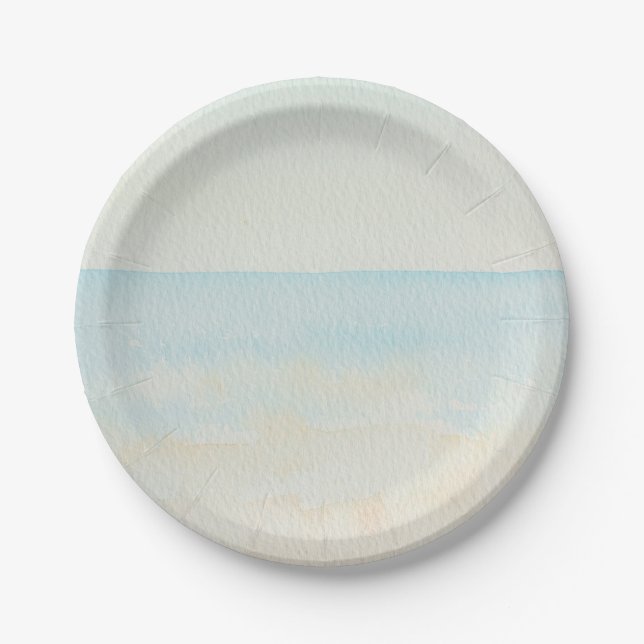 Beach Blue Tropical Paper Plates (Front)