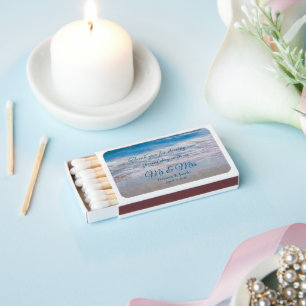 Beach Blue Tropical Wedding Coastal Ocean Waves Matchboxes