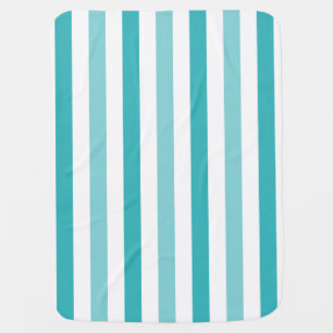 Beach Blue Turquoise Stripes Stroller Blanket