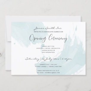 BEACH BLUE WATERCOLOR BRUSHSTROKE OPENING CEREMONY INVITATION