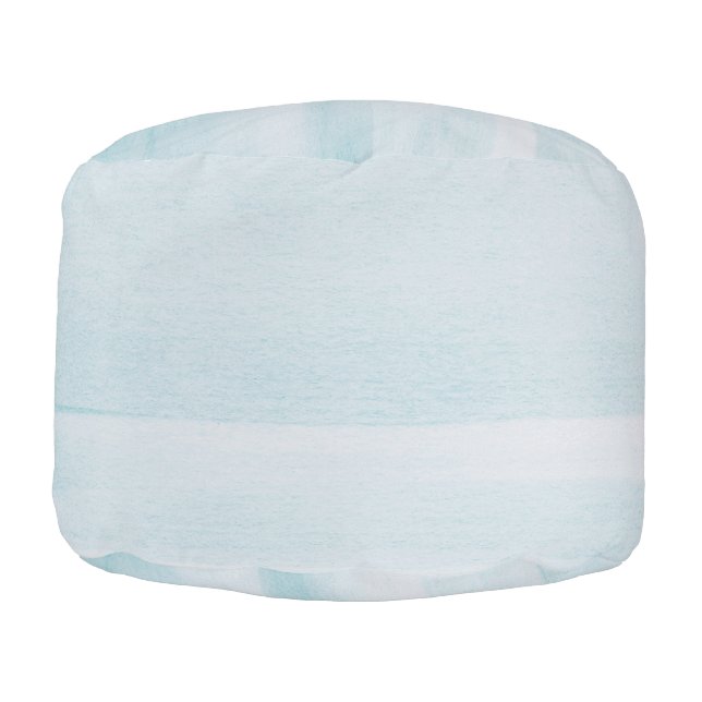 Beach Blue Watercolor Pouf (Left)