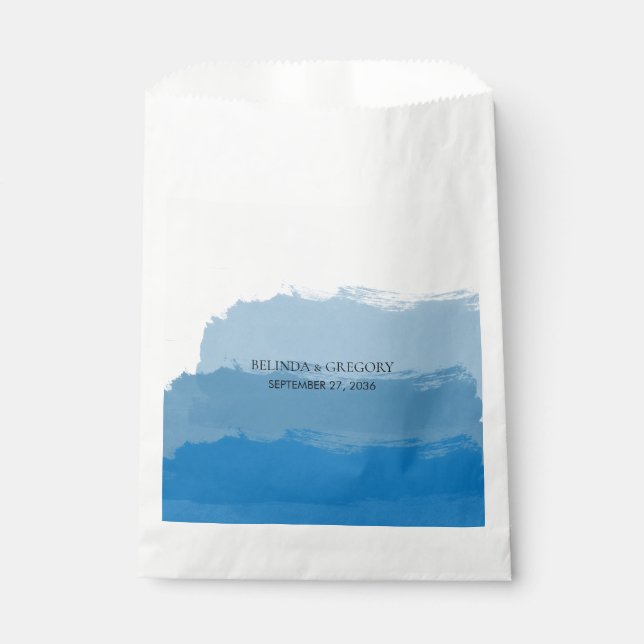 Beach Blue Watercolor Wedding  Favor Bag (Front)