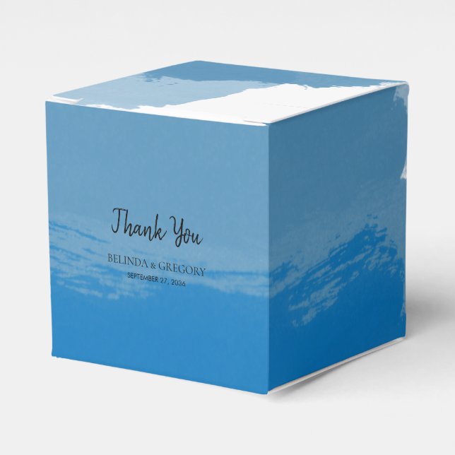 Beach Blue Watercolor Wedding  Favor Boxes (Front Side)