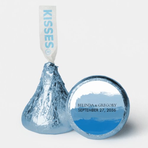 Beach Blue Watercolor Wedding  Hersheys Kisses