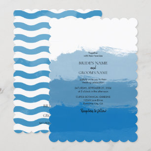 Beach Blue Watercolor Wedding Invitations