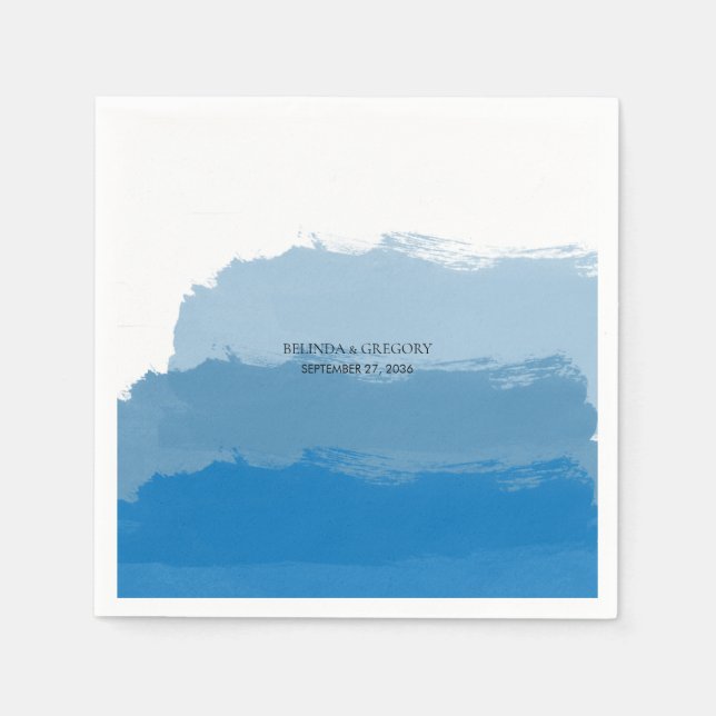 Beach Blue Watercolor Wedding   Napkins (Front)