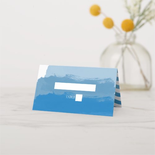 Beach Blue Watercolor Wedding Place Card