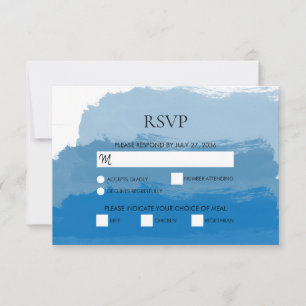 Beach Blue Watercolor Wedding RSVP Cards