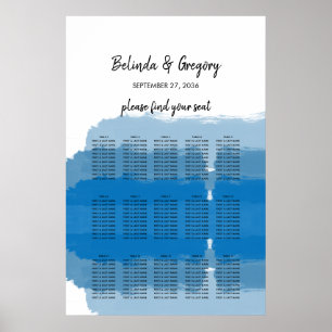 Beach Blue Watercolor Wedding Seating Chart