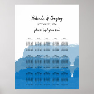 Beach Blue Watercolor Wedding Seating Chart